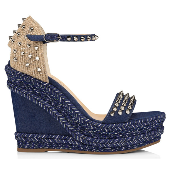 Christian Louboutin Madmonica 120 Blue Denim Platform Wedge Sandal Heel Pump 42 - Picture 3 of 12